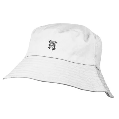 Staffy Staffordshire Bull Terrier Owner Gifts. 100% Washed Chino Cotton Embroidered Bucket Sun Hat With Cotton Lining From The House Of Dog. - Image 3