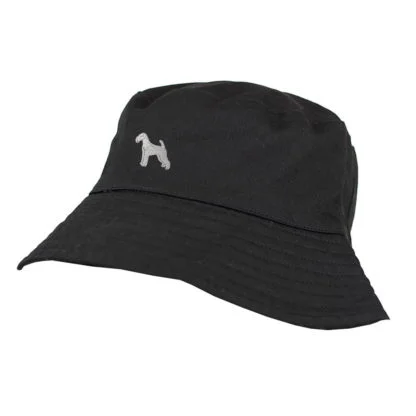 Airedale Terrier Owner Clothing Gifts. 100% Chino Cotton Embroidered Bucket Sun Hat With White Cotton Lining From The House Of Dog. - Image 3