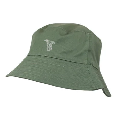Whippet, Italian Greyhound, Podenco Owner Gifts. Cotton Embroidered Bucket Sun Hat With White Cotton Lining From The House Of Dog. - Image 2