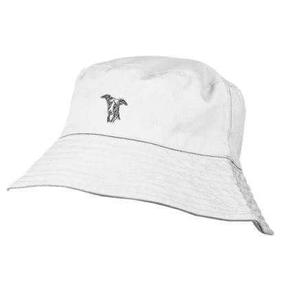 Whippet, Italian Greyhound, Podenco Owner Gifts. Cotton Embroidered Bucket Sun Hat With White Cotton Lining From The House Of Dog. - Image 4