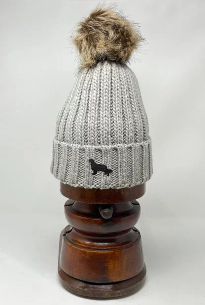 Cavalier King Charles Spaniel Owner Clothing Gifts, Faux Fur Pom Pom Chunky Knit Super Soft Embroidered Beanie From The House Of Dog. - Image 5