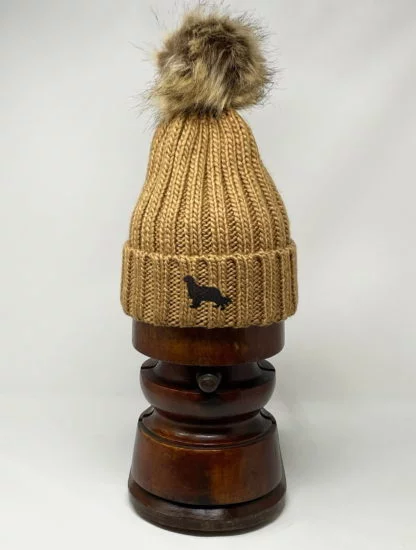 Cavalier King Charles Spaniel Owner Clothing Gifts, Faux Fur Pom Pom Chunky Knit Super Soft Embroidered Beanie From The House Of Dog. - Image 9