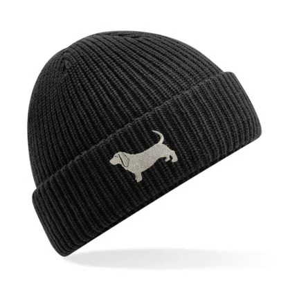 Basset hound owner clothing gifts. water repellent thermal beanie ski hat from the house of dog. - Image 7
