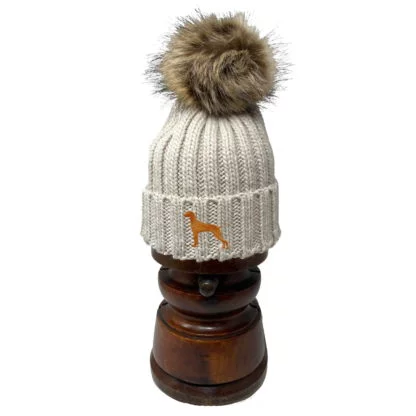 Vizsla Owner Clothing Gifts, Faux Fur Pom Pom Chunky Knit Super Soft Unisex Embroidered Beanie From The House Of Dog. - Image 5