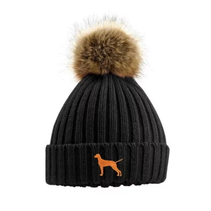 Vizsla Owner Clothing Gifts, Faux Fur Pom Pom Chunky Knit Super Soft Unisex Embroidered Beanie From The House Of Dog. - Image 7