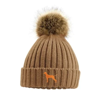 Vizsla Owner Clothing Gifts, Faux Fur Pom Pom Chunky Knit Super Soft Unisex Embroidered Beanie From The House Of Dog. - Image 6