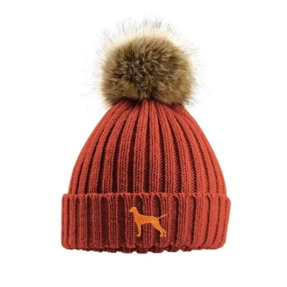 Vizsla Owner Clothing Gifts, Faux Fur Pom Pom Chunky Knit Super Soft Unisex Embroidered Beanie From The House Of Dog. - Image 10