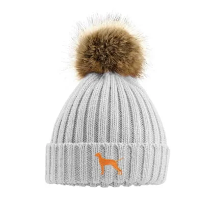 Vizsla Owner Clothing Gifts, Faux Fur Pom Pom Chunky Knit Super Soft Unisex Embroidered Beanie From The House Of Dog. - Image 8