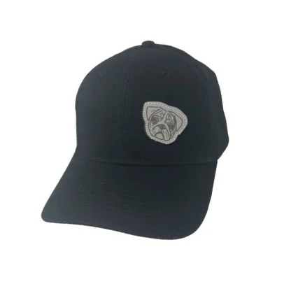 Pug Owner Gifts, Heavy Cotton Baseball Cap. Black/Grey
