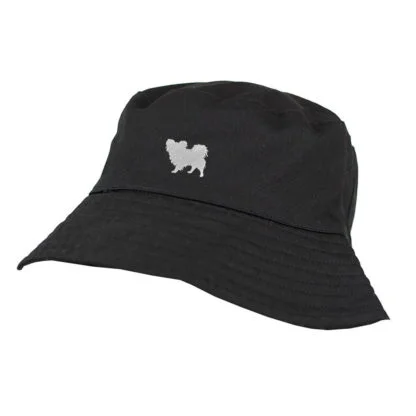 Papillon Owner Clothing Gifts. 100% Washed Chino Cotton Embroidered Bucket Sun Hat With White Cotton Lining From The House Of Dog - Image 3