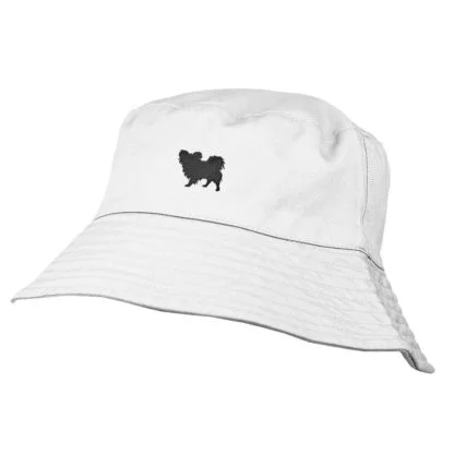 Papillon Owner Clothing Gifts. 100% Washed Chino Cotton Embroidered Bucket Sun Hat With White Cotton Lining From The House Of Dog - Image 4