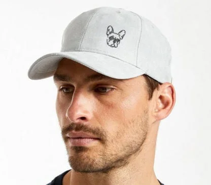 French Bulldog Frenchie Owner Clothing Gifts, Faux Suede Leather Baseball Cap Hat From The House Of Dog.