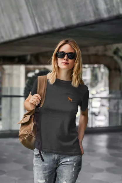 Hungarian Vizsla Owner Clothing Gift Embroidered Heavyweight Organic Cotton T-shirt From The House Of Dog. - Image 9