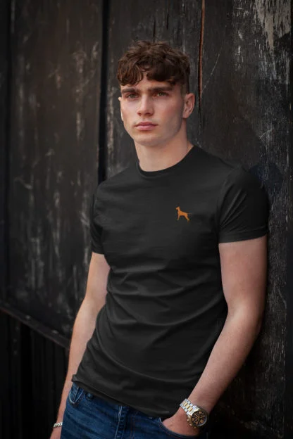 Hungarian Vizsla Owner Clothing Gift Embroidered Heavyweight Organic Cotton T-shirt From The House Of Dog. - Image 6