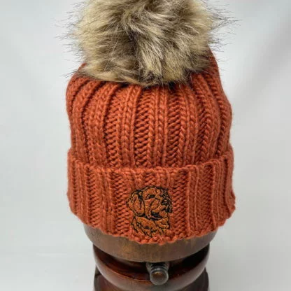 Golden Retriever Goldie Owner Clothing Gifts, Faux Fur Pom Pom Chunky Knit Super Soft Unisex Embroidered Beanie. - Image 4