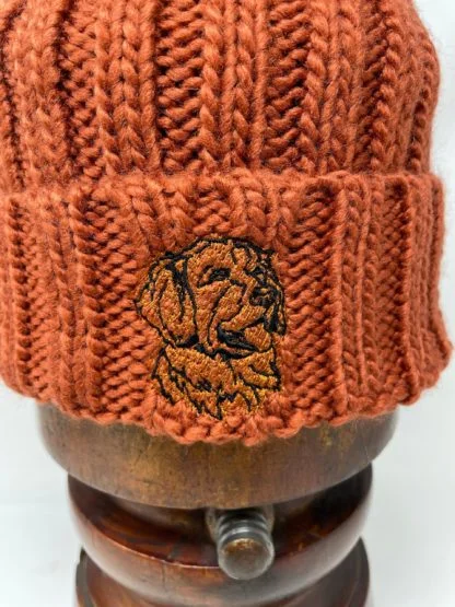 Golden Retriever Goldie Owner Clothing Gifts, Faux Fur Pom Pom Chunky Knit Super Soft Unisex Embroidered Beanie. - Image 5