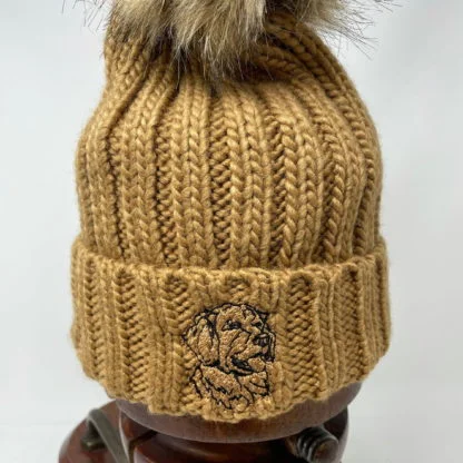 Golden Retriever Goldie Owner Clothing Gifts, Faux Fur Pom Pom Chunky Knit Super Soft Unisex Embroidered Beanie. - Image 6