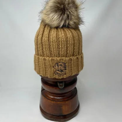 Golden Retriever Goldie Owner Clothing Gifts, Faux Fur Pom Pom Chunky Knit Super Soft Unisex Embroidered Beanie. - Image 7