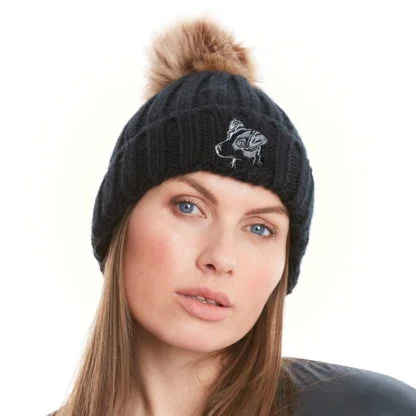 Jack Russell Clothing Gifts, Faux Fur Pom Pom Chunky Knit Super Soft Embroidered Beanie From The House Of Dog. - Image 3
