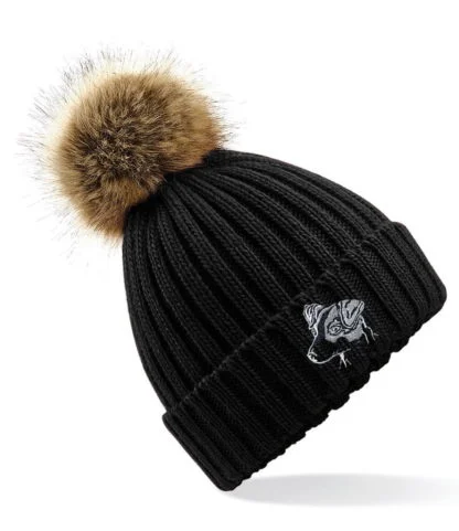 Jack Russell Clothing Gifts, Faux Fur Pom Pom Chunky Knit Super Soft Embroidered Beanie From The House Of Dog. - Image 2