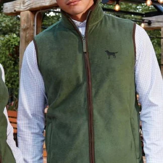 Black Labrador Gift Owner Clothing Gifts Embroidered Men's Fit Fleece Gilet.