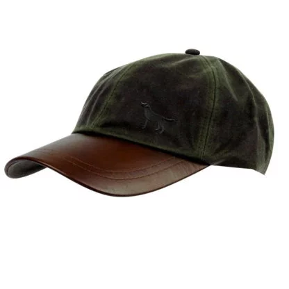 Black Labrador Gifts, Waxed Cotton Leather Peak Waterproof Baseball Cap. - Image 4