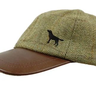 Black Lab Labrador Owner Gift Clothing Gifts. Tweed Leather Skip Cap Hat From The House Of Dog.