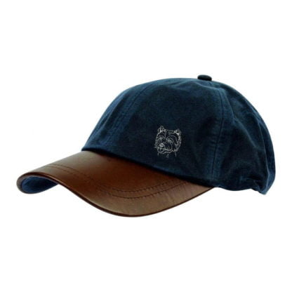 West Highland Terrier Gifts, Waxed Cotton Leather Peak Waterproof Baseball Cap.