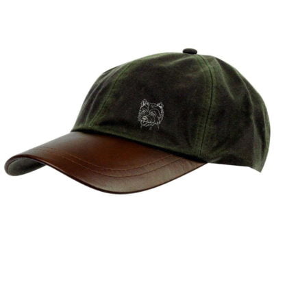 West Highland Terrier Gifts, Waxed Cotton Leather Peak Waterproof Baseball Cap. - Image 2