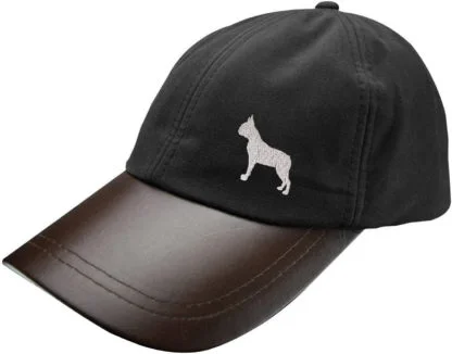 Boston Terrier Owner Clothing Gifts, Waxed Cotton Leather Peak Waterproof Baseball Cap Hat From The House Of Dog. - Image 3