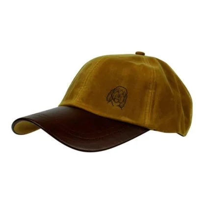 Cockapoo Clothing Gifts, Waxed Cotton Leather Peak Waterproof Baseball Cap From The House Of Dog. - Image 5