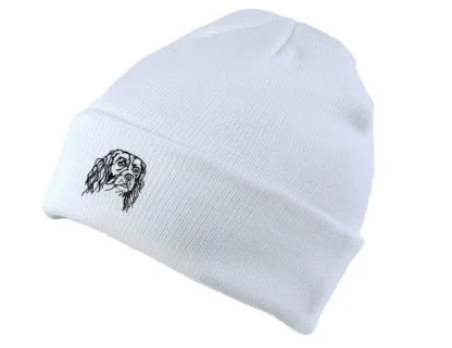 English Springer Spaniel Owner Gifts, Unisex Beanie Ski Hat With Embroidered Design From The House Of Dog.