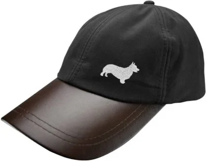 Welsh corgi owner clothing gifts, waxed cotton leather peak waterproof baseball cap hat from the house of dog. - Image 2