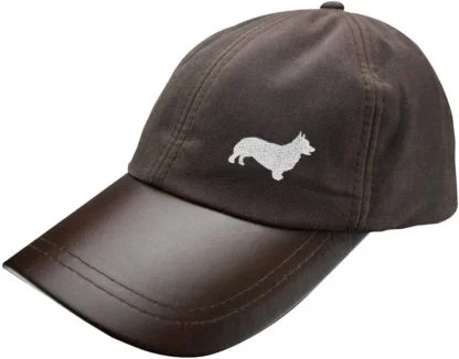 Welsh corgi owner clothing gifts, waxed cotton leather peak waterproof baseball cap hat from the house of dog. - Image 3