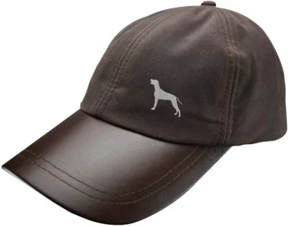 Weimaraner Owner Silhouette Clothing Gifts, Waxed Cotton Waterproof Baseball Cap With Real Leather Peak - Image 3