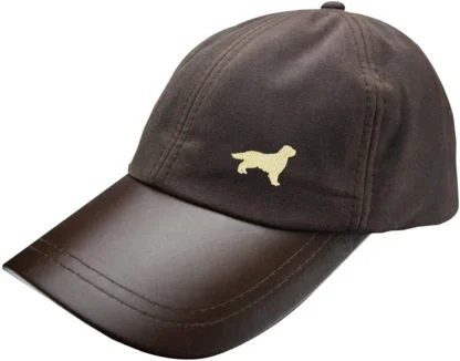 Golden Retriever Owner Gift Silhouette Clothing Gifts, Waxed Cotton with Leather Peak Waterproof Baseball Cap. - Image 3