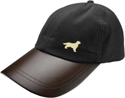 Golden Retriever Owner Gift Silhouette Clothing Gifts, Waxed Cotton with Leather Peak Waterproof Baseball Cap. - Image 4