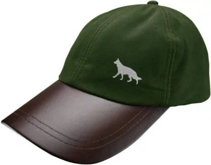 German Shepherd Dog Owner Gifts, Silhouette Embroidery Waxed Cotton Leather Peak Waterproof Baseball Cap.