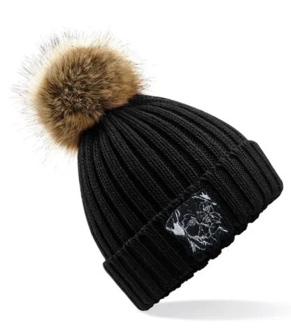 Border Terrier Owner Clothing Gifts, Faux Fur Pom Pom Chunky Knit Super Soft Unisex Embroidered Beanie. - Image 5