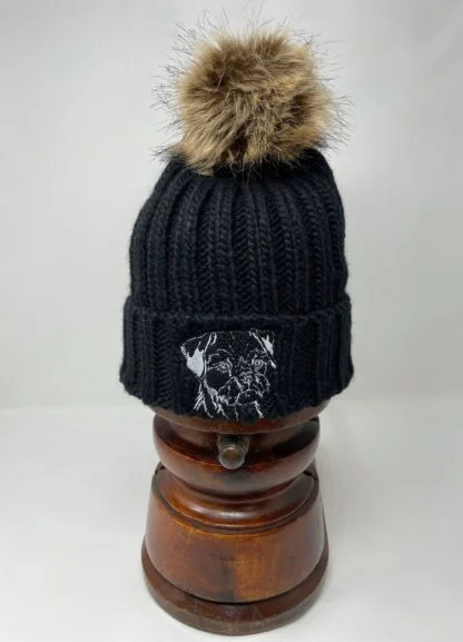 Border Terrier Owner Clothing Gifts, Faux Fur Pom Pom Chunky Knit Super Soft Unisex Embroidered Beanie. - Image 6