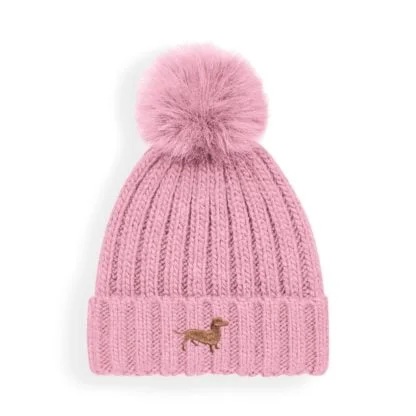 Dachshund Sausage Dog Owner Gifts, Super Soft Faux Fur Ski Pom Pom Chunky Knit Super Soft Embroidered Unisex Beanie From The House of Dog - Image 2