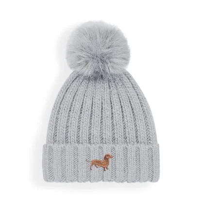 Dachshund Sausage Dog Owner Gifts, Super Soft Faux Fur Ski Pom Pom Chunky Knit Super Soft Embroidered Unisex Beanie From The House of Dog - Image 4