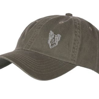 Border Collie Sheepdog Owner Clothing Gifts, 100% Washed Chino Cotton Embroidered 6 Panel Unstructured Baseball Cap From The House Of Dog.