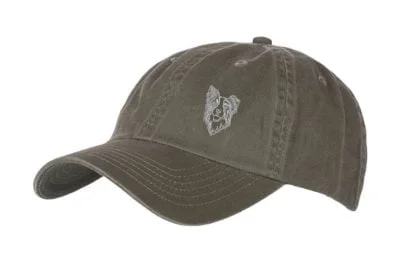 Border Collie Sheepdog Owner Clothing Gifts, 100% Washed Chino Cotton Embroidered 6 Panel Unstructured Baseball Cap From The House Of Dog.
