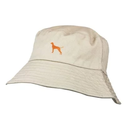 Hungarian Vizsla Clothing Gifts. 100% Washed Chino Cotton Embroidered Bucket Sun Hat With White Cotton Lining From The House Of Dog. - Image 3
