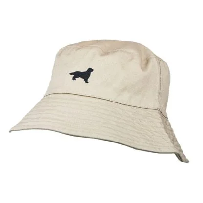 Golden Retriever Owner Clothing Gifts. 100% Chino Cotton Embroidered Bucket Sun Hat With White Cotton Lining From The House Of Dog. - Image 3