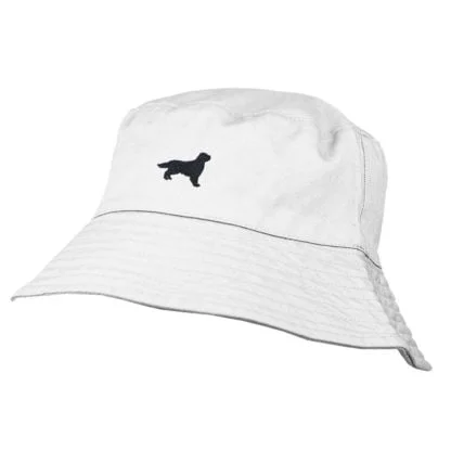 Golden Retriever Owner Clothing Gifts. 100% Chino Cotton Embroidered Bucket Sun Hat With White Cotton Lining From The House Of Dog. - Image 4