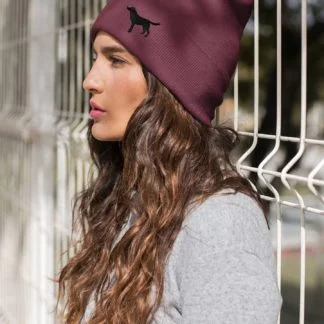 Black Labrador Gifts, Owner Gift Beanie Ski Hat Embroidered Labrador Design From The House Of Dog.