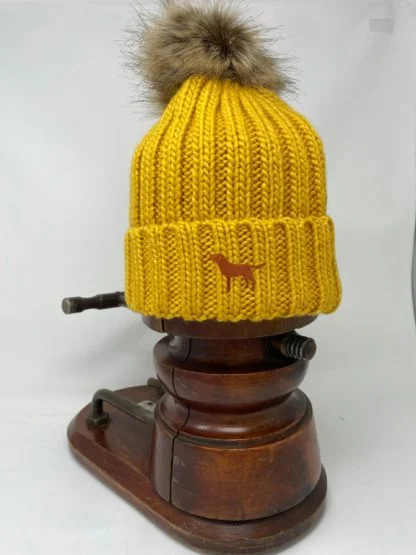 Fox Red Labrador Owner Gift Clothing Gifts, Faux Fur Pom Pom Chunky Knit Super Soft Unisex Embroidered Beanie From The House Of Dog. - Image 9