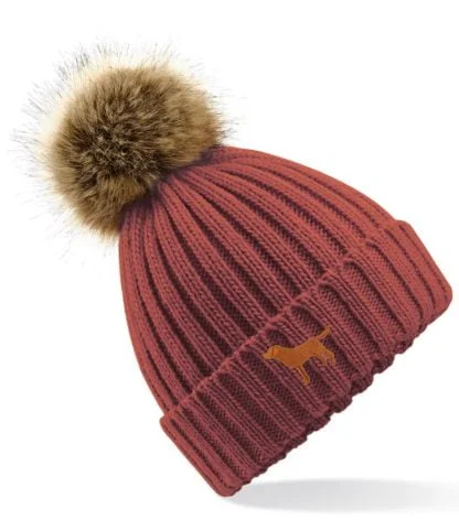Fox Red Labrador Owner Gift Clothing Gifts, Faux Fur Pom Pom Chunky Knit Super Soft Unisex Embroidered Beanie From The House Of Dog. - Image 8